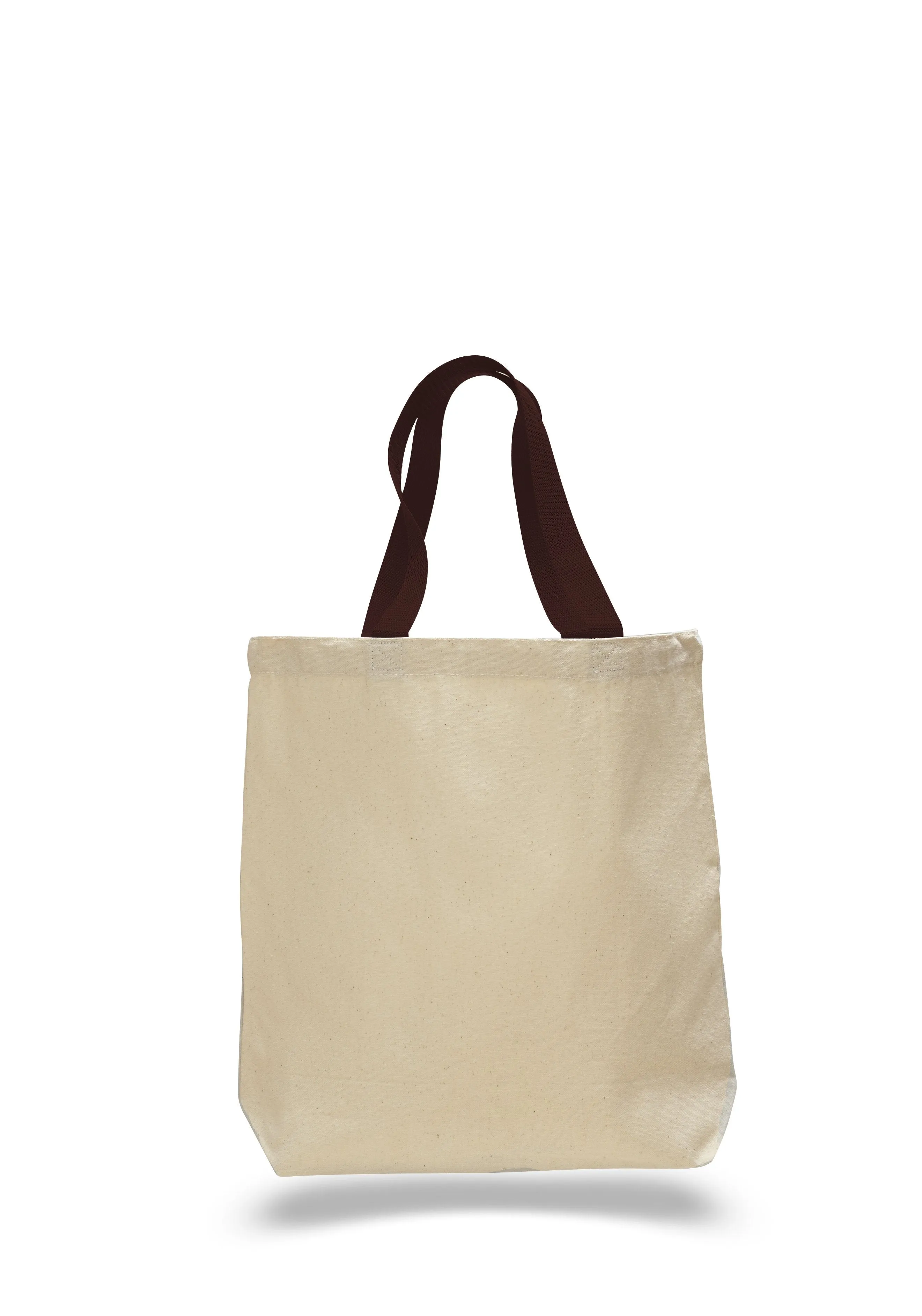 12 ct 100% Cotton Canvas Tote Bags with Color Handles - By Dozen