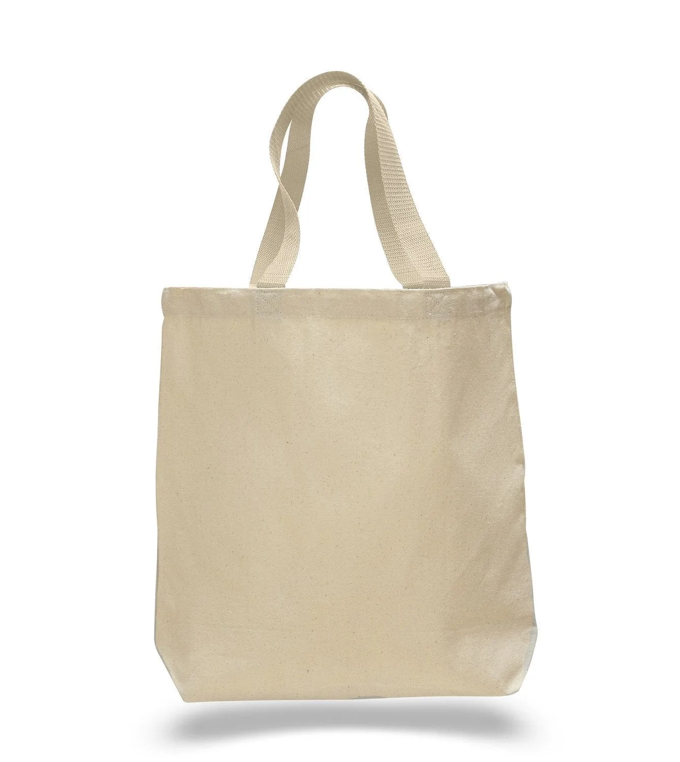 12 ct 100% Cotton Canvas Tote Bags with Color Handles - By Dozen