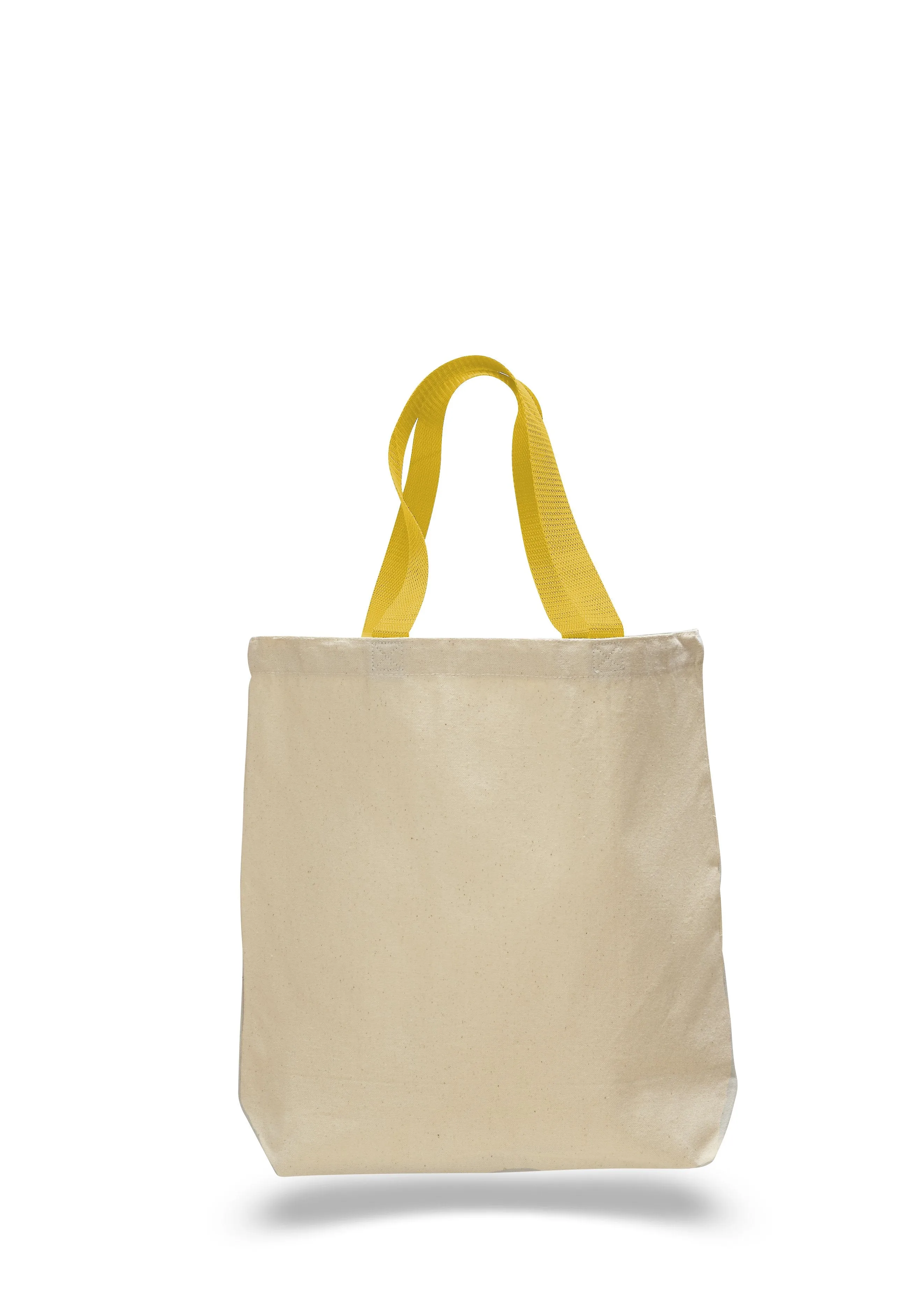 12 ct 100% Cotton Canvas Tote Bags with Color Handles - By Dozen