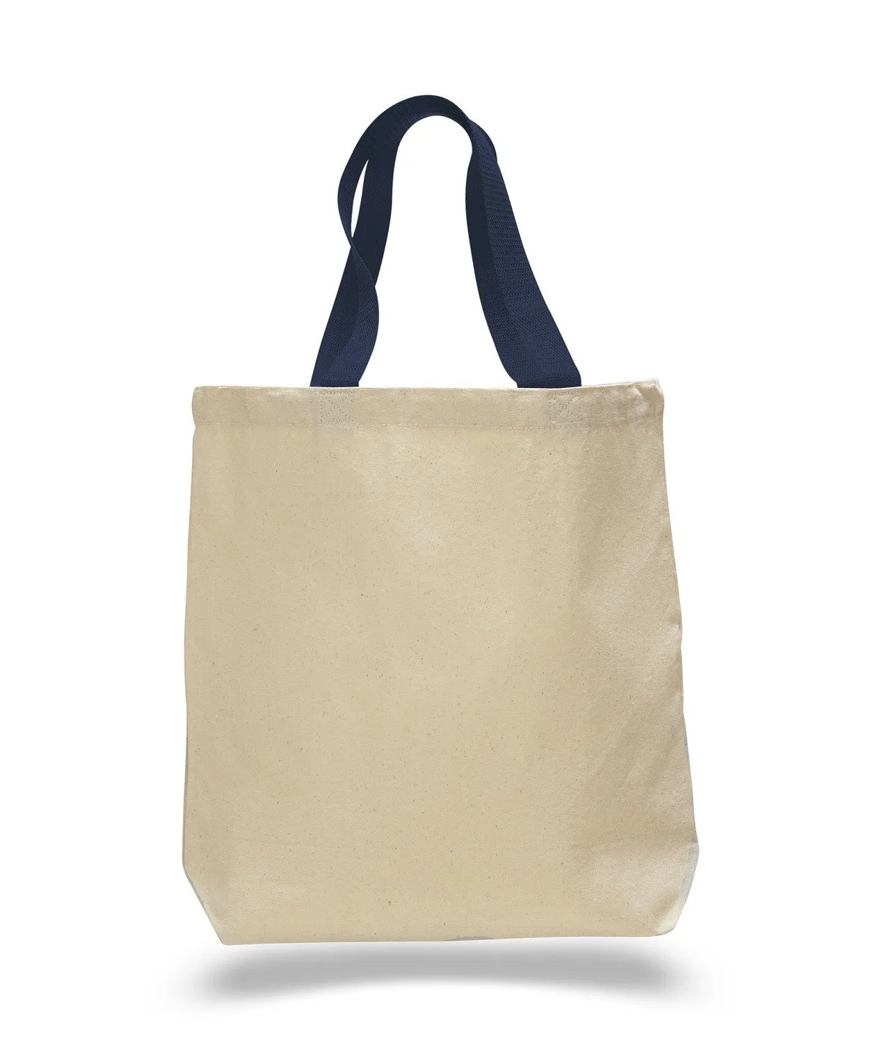 12 ct 100% Cotton Canvas Tote Bags with Color Handles - By Dozen