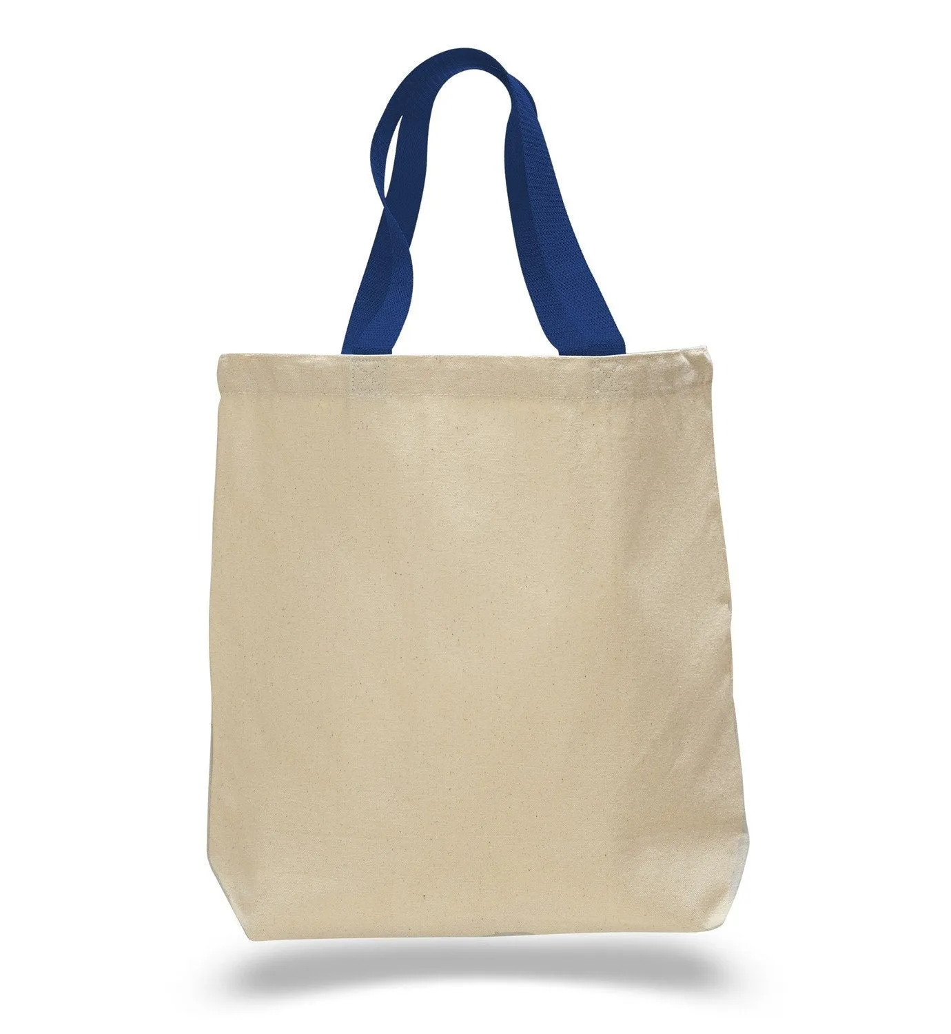 12 ct 100% Cotton Canvas Tote Bags with Color Handles - By Dozen