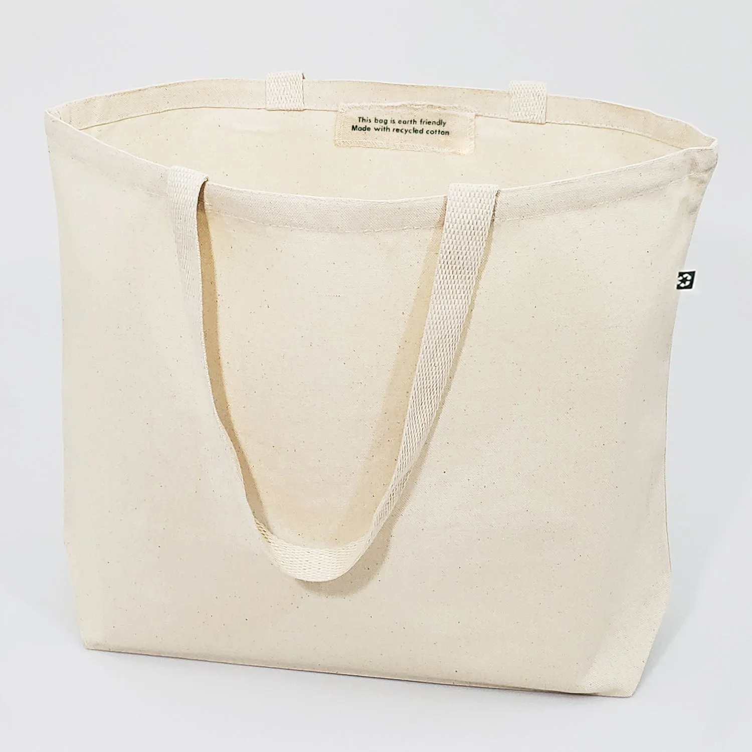 12 ct Large Recycled Cotton Canvas Tote Bags w/Gusset - By Dozen