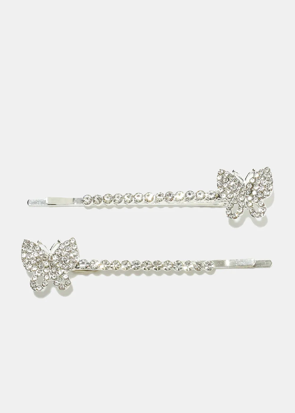 2 Piece Rhinestone Butterfly Hair Clips