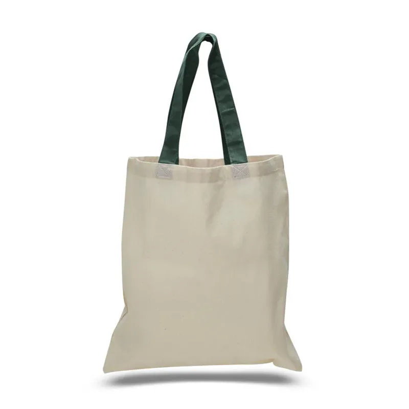 240 ct Wholesale Tote Bags With Color Handles 100% Cotton - By Case