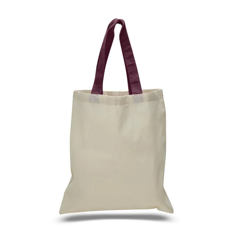 240 ct Wholesale Tote Bags With Color Handles 100% Cotton - By Case