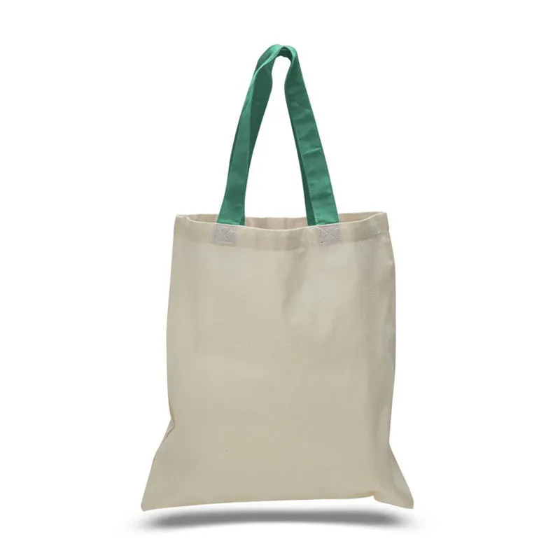 240 ct Wholesale Tote Bags With Color Handles 100% Cotton - By Case