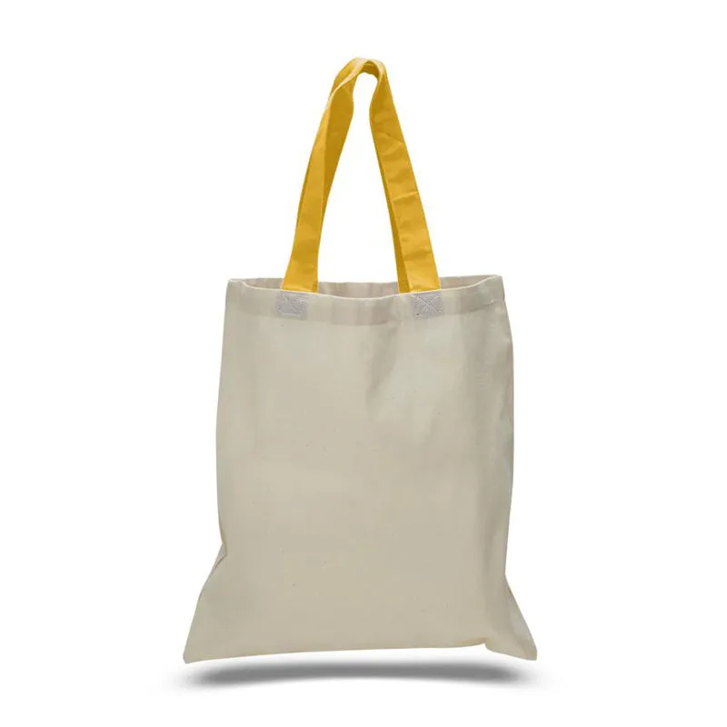 240 ct Wholesale Tote Bags With Color Handles 100% Cotton - By Case