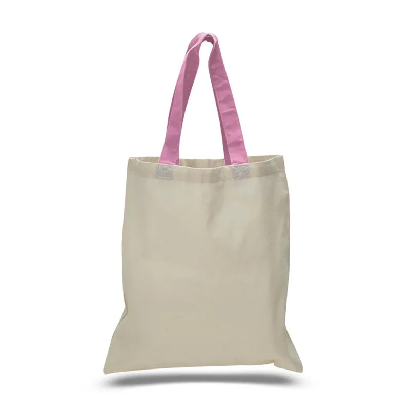 240 ct Wholesale Tote Bags With Color Handles 100% Cotton - By Case