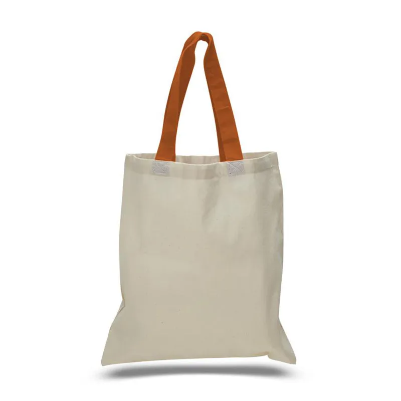 240 ct Wholesale Tote Bags With Color Handles 100% Cotton - By Case