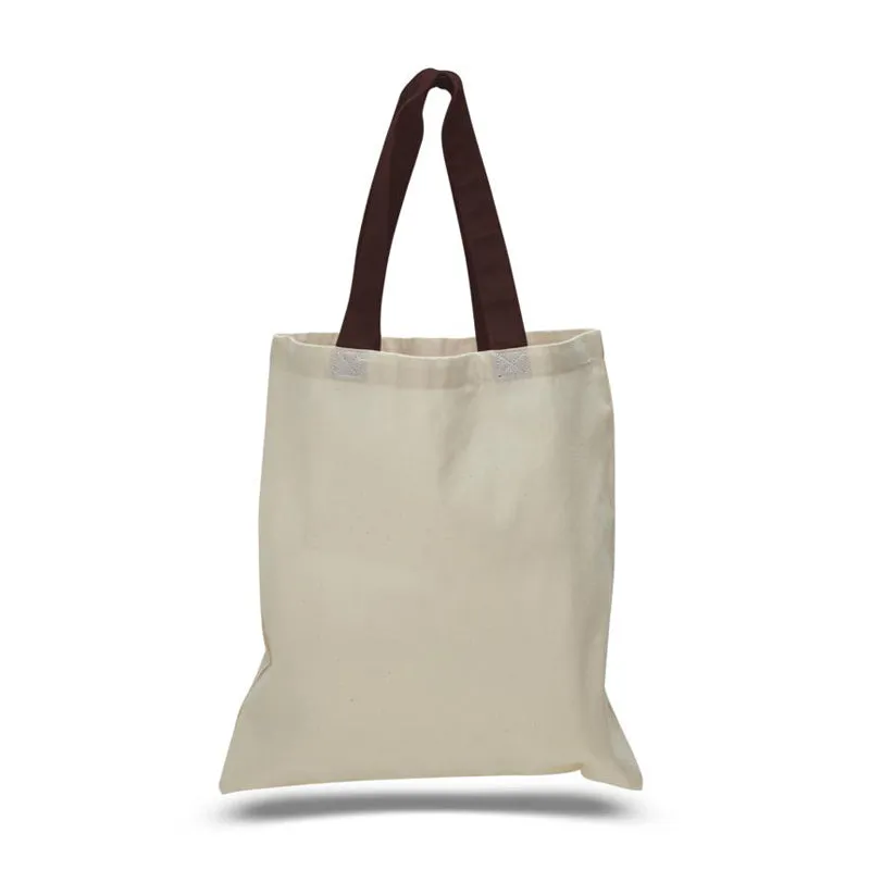 240 ct Wholesale Tote Bags With Color Handles 100% Cotton - By Case