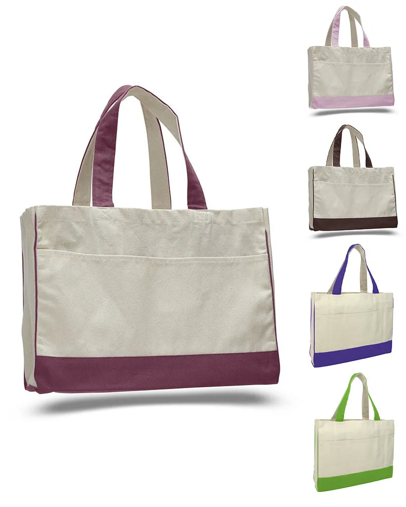 48 ct Cotton Canvas Tote Bag with Inside Zipper Pocket - By Case - Alternative Colors