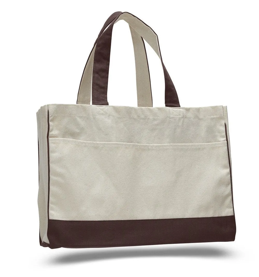 48 ct Cotton Canvas Tote Bag with Inside Zipper Pocket - By Case - Alternative Colors