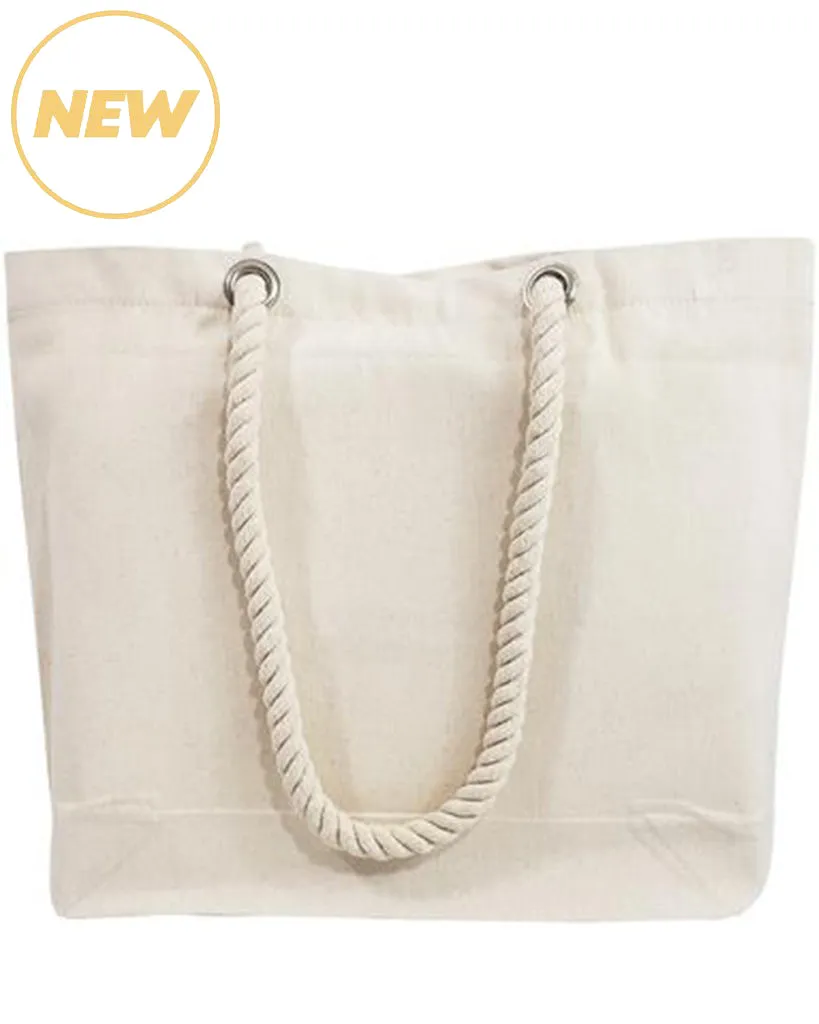 6 ct Canvas Beach Tote Bag with Fancy Rope Handles- By Bundle