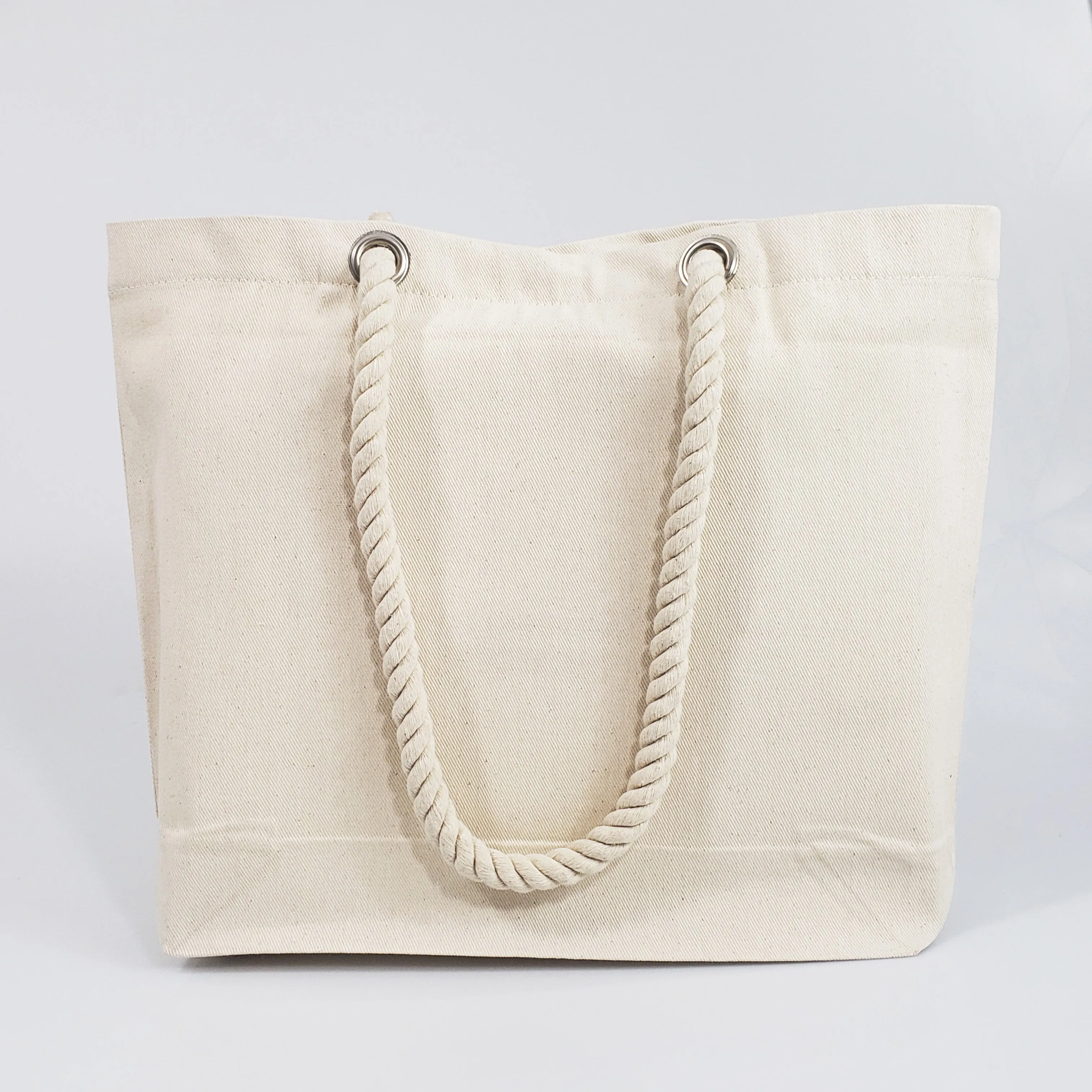 6 ct Canvas Beach Tote Bag with Fancy Rope Handles- By Bundle