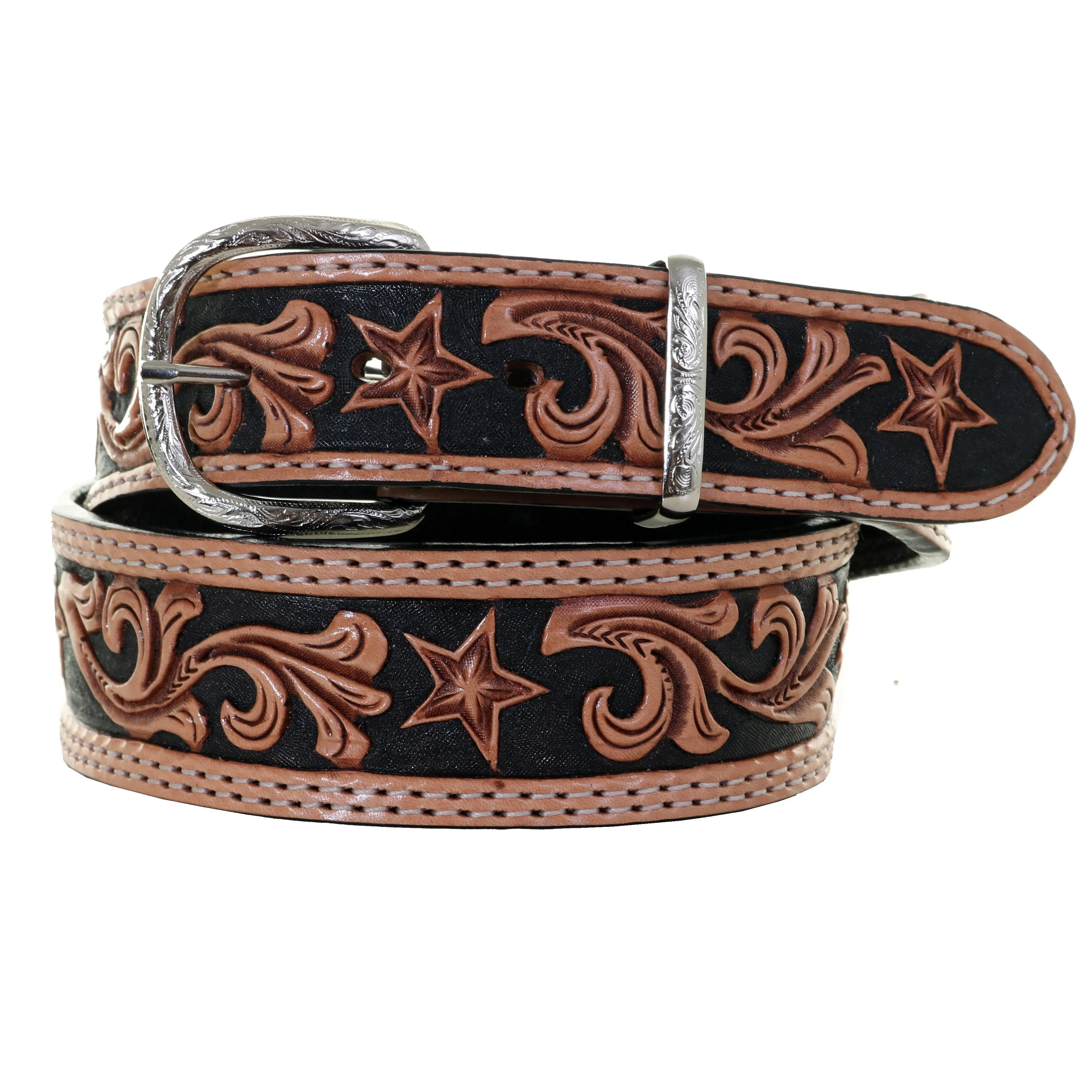 B1123 -  Swirl and Star Tooled Belt