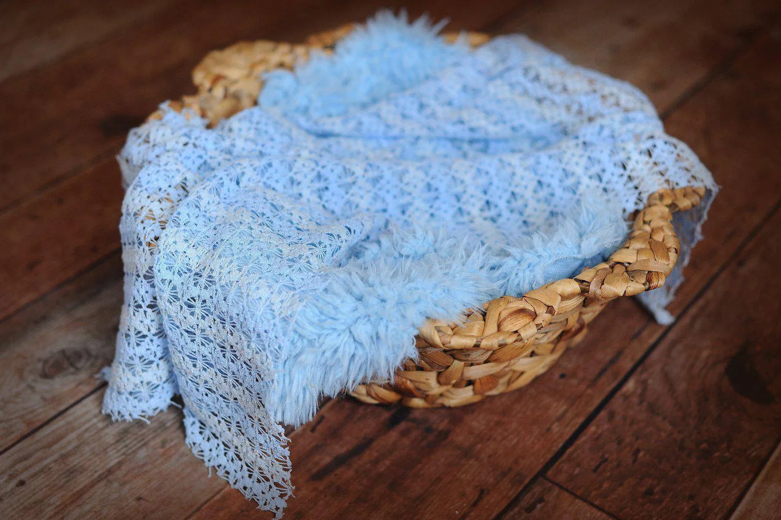 Baby Blue Fabric Fishnet Lace Wrap