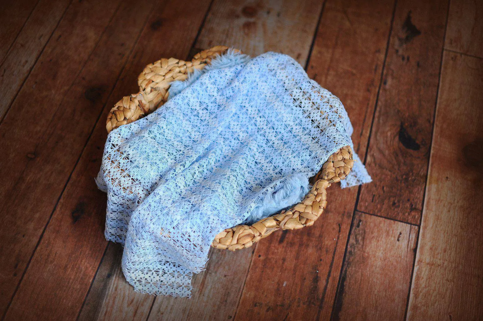 Baby Blue Fabric Fishnet Lace Wrap