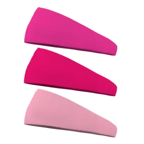 Barbie Core Essential Combo Pack - 1 Solid Neon Pink, 1 Solid Hot Pink and 1 Solid Light Pink Wicking Headband