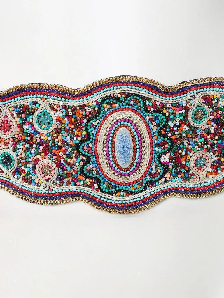 Beaded Design Elastic Belt