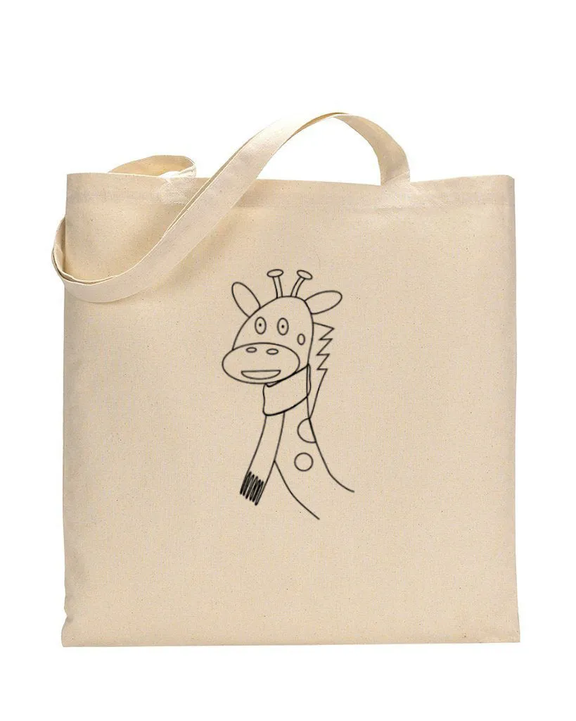 Black Color Giraffe Tote Bag (Basic Level) - Coloring-Painting Bags for Kids