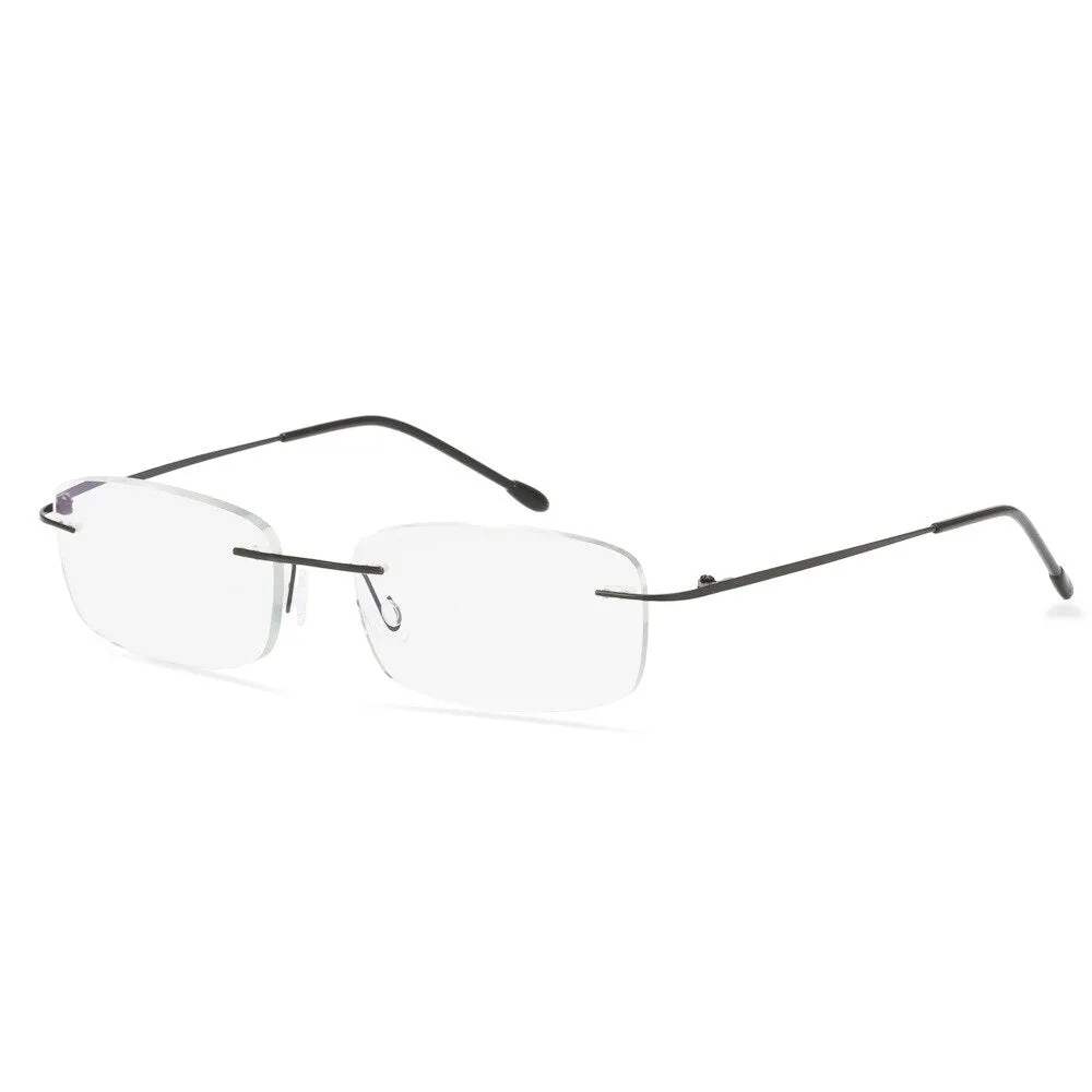 Brightzone Unisex Full Rim Square Stainless Steel Reading Glasses 4479