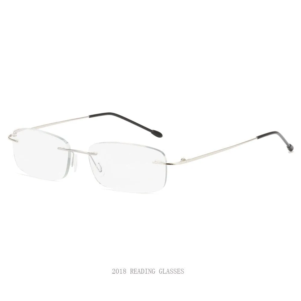 Brightzone Unisex Full Rim Square Stainless Steel Reading Glasses 4479