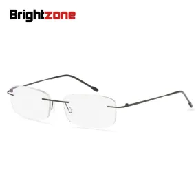 Brightzone Unisex Full Rim Square Stainless Steel Reading Glasses 4479