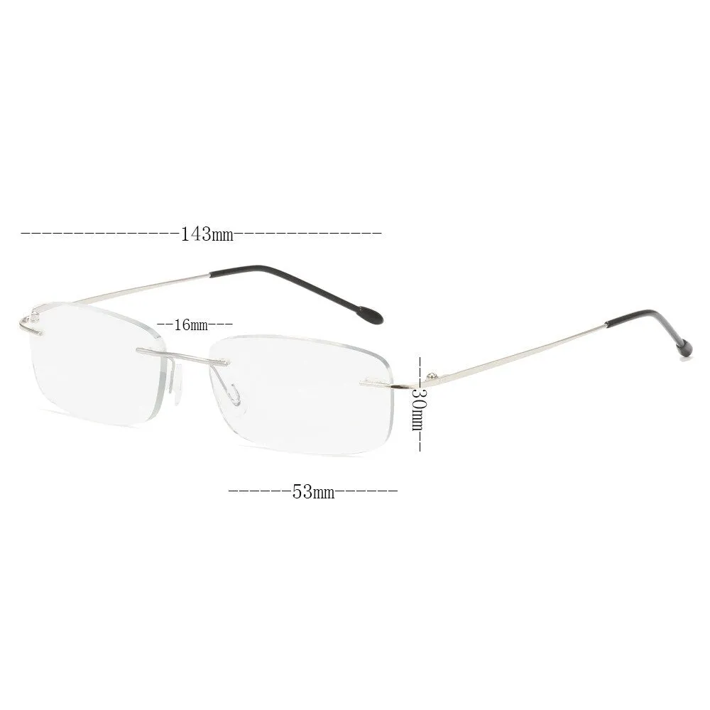 Brightzone Unisex Full Rim Square Stainless Steel Reading Glasses 4479