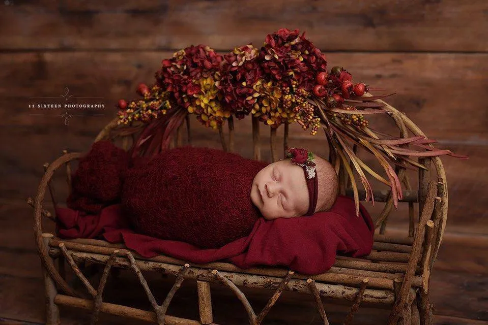 Burgundy Sunflower Mohair Knit Baby Wrap