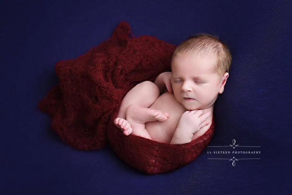 Burgundy Sunflower Mohair Knit Baby Wrap