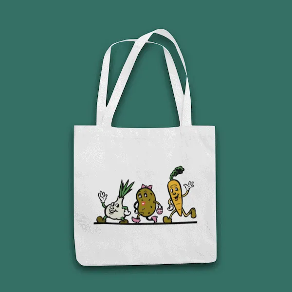 Cartoon Vegetable Tote Bag