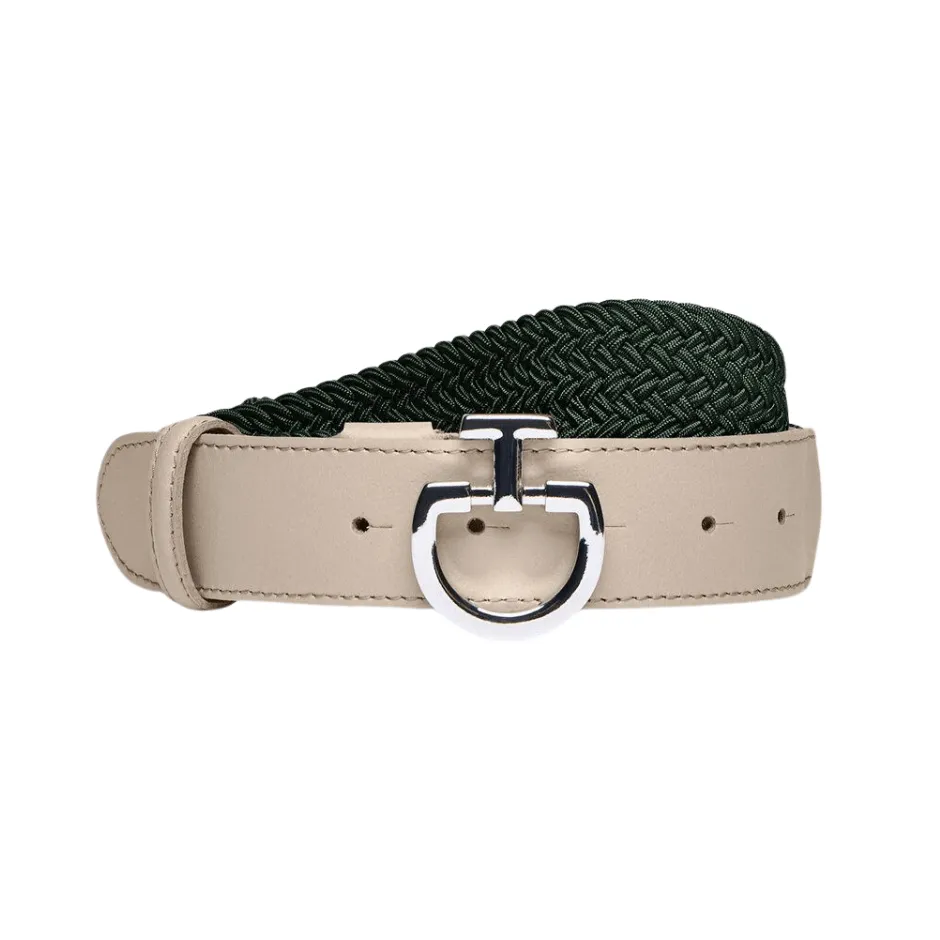 Cavalleria Toscana Elastic Logo Belt - Forest Green & Sand