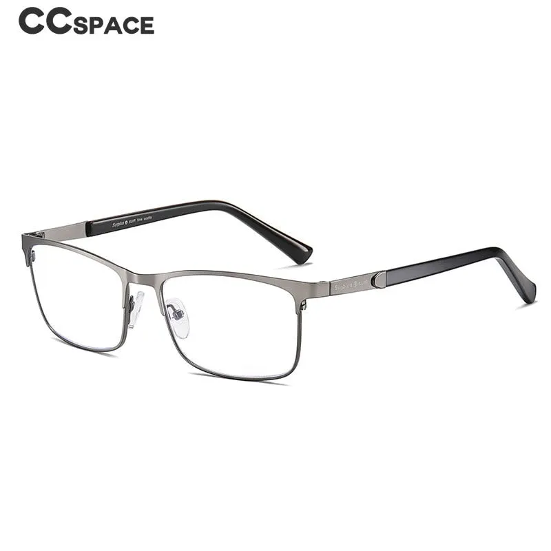 CCspace Men's Full Rim Square Alloy Frame Reading Glasses 54323