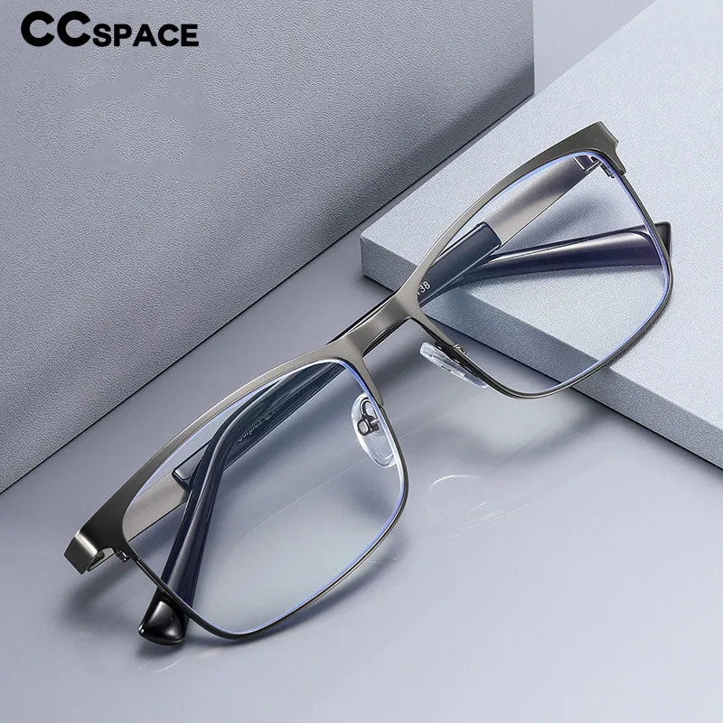 CCspace Men's Full Rim Square Alloy Frame Reading Glasses 54323