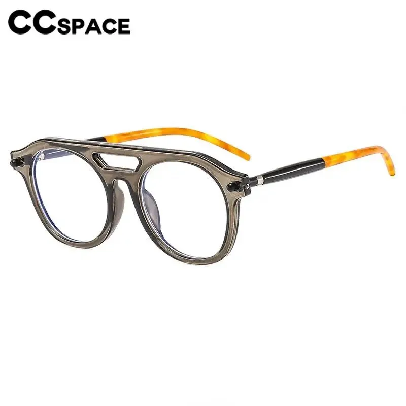 CCspace Unisex Full Rim Round Double Bridge Polycarbonate Alloy Reading Glasses 57047