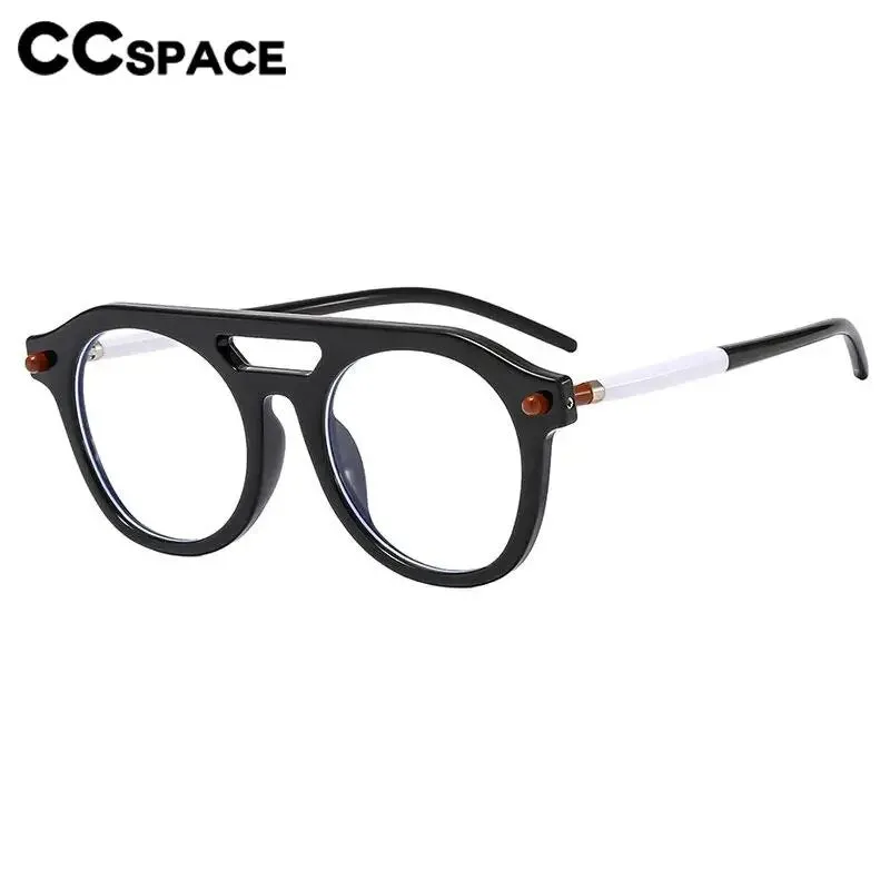 CCspace Unisex Full Rim Round Double Bridge Polycarbonate Alloy Reading Glasses 57047