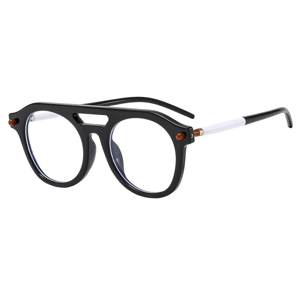 CCspace Unisex Full Rim Round Double Bridge Polycarbonate Alloy Reading Glasses 57047