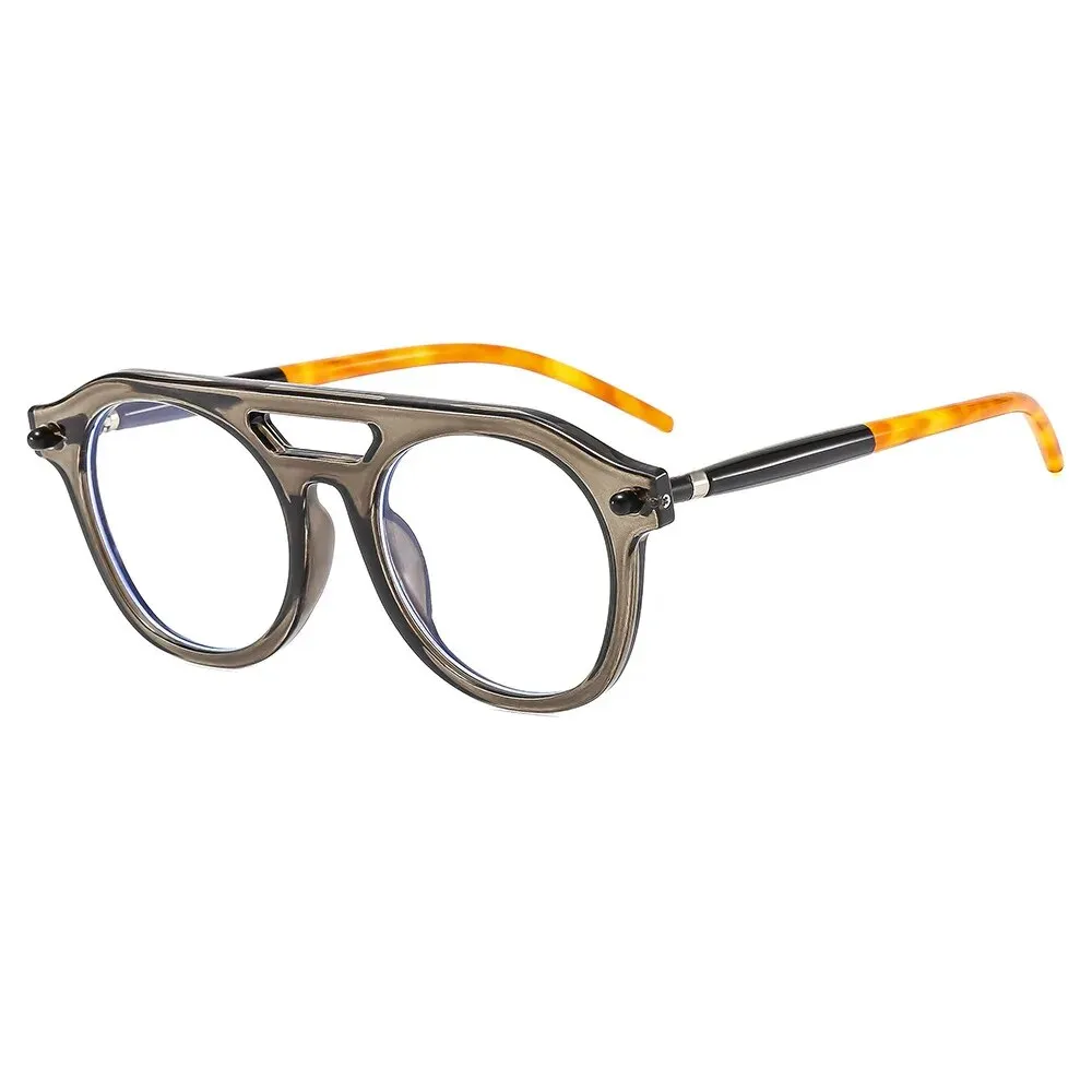 CCspace Unisex Full Rim Round Double Bridge Polycarbonate Alloy Reading Glasses 57047