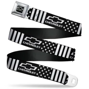 Chevrolet Bowtie American Stars & Stripes Seatbelt Belt- Black & White Webbing