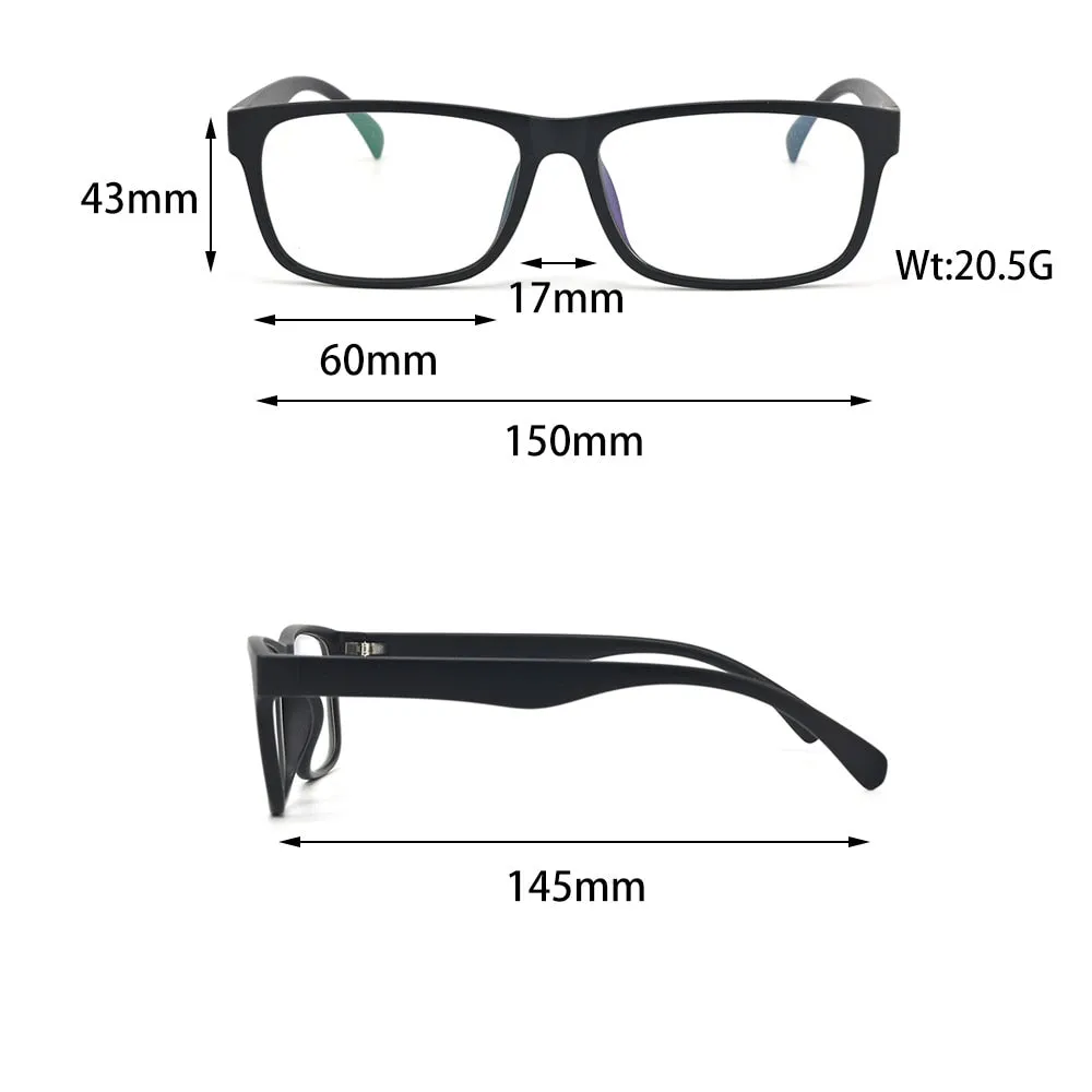 Cubojue Unisex Full Rim Square Tr 90 Titanium Myopic Reading Glasses 003m