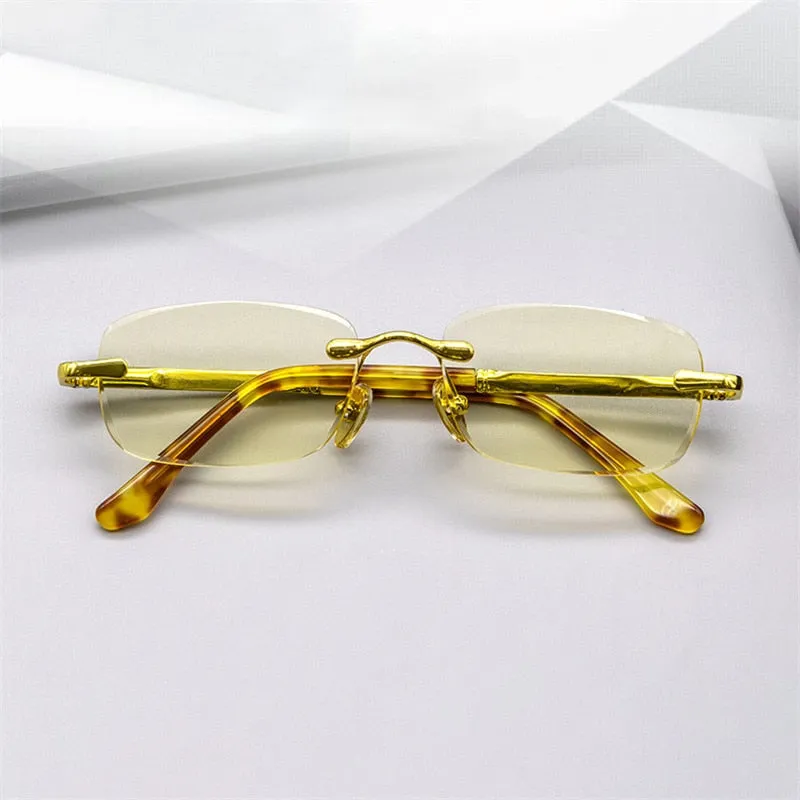 Cubojue Unisex Rimless Square Alloy Mineral Lens Presbyopic Reading Glasses