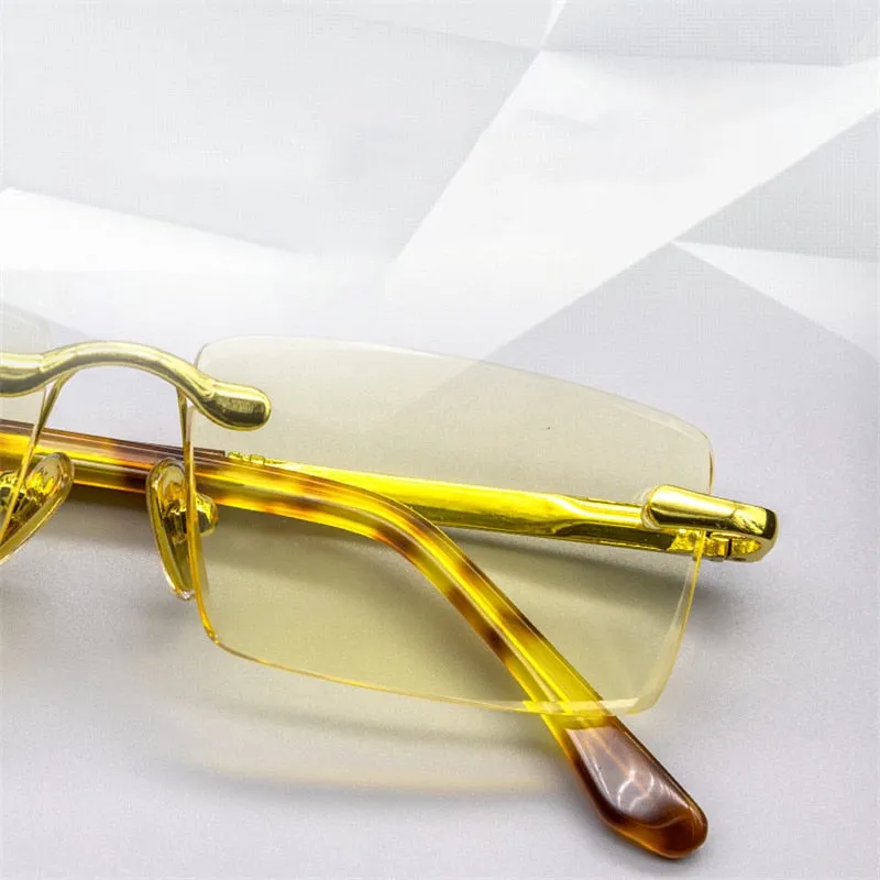 Cubojue Unisex Rimless Square Alloy Mineral Lens Presbyopic Reading Glasses