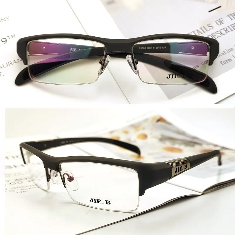 Cubojue Unisex Semi Rim Square Tr 90 Titanium Myopic Photochromic Reading Glasses P9808