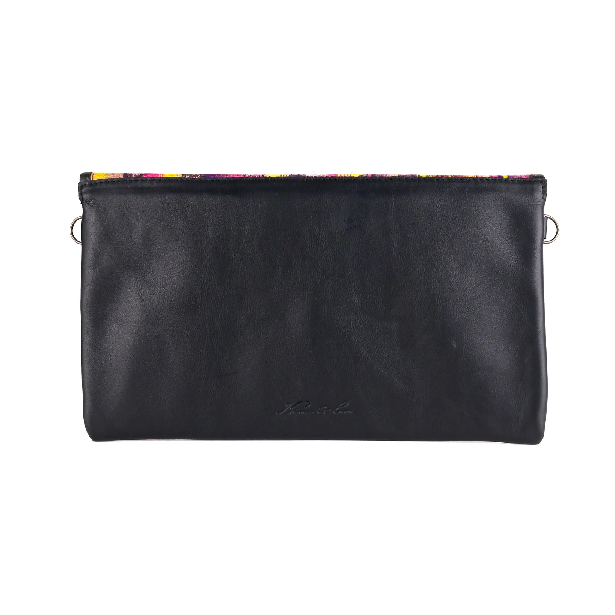 DATE NIGHT CLUTCH - OOAK CORTE DE PLAYA - BLACK LEATHER - NO. 10531