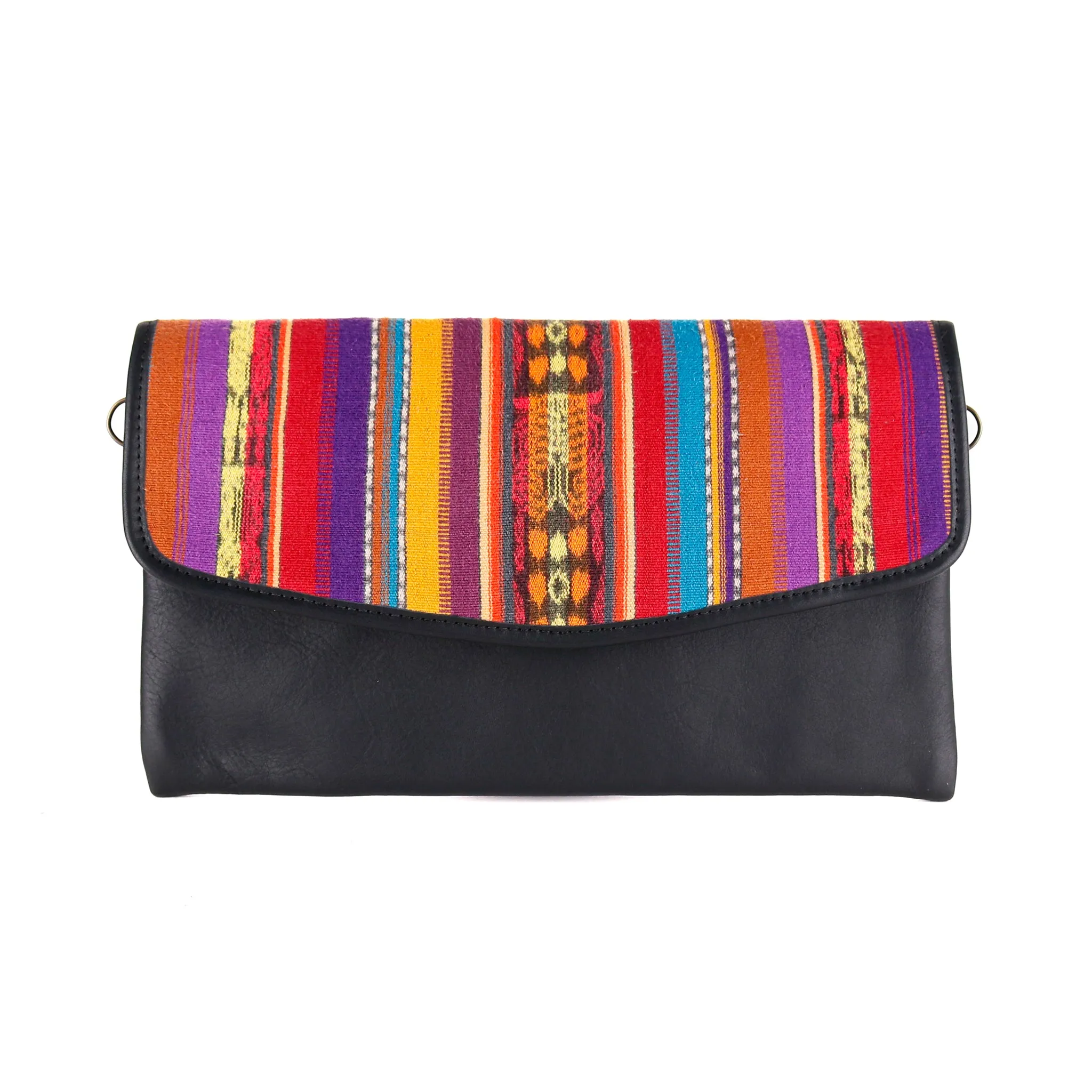 DATE NIGHT CLUTCH - OOAK CORTE DE PLAYA - BLACK LEATHER - NO. 10532