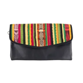 DATE NIGHT CLUTCH - OOAK CORTE DE PLAYA - BLACK LEATHER - NO. 10540