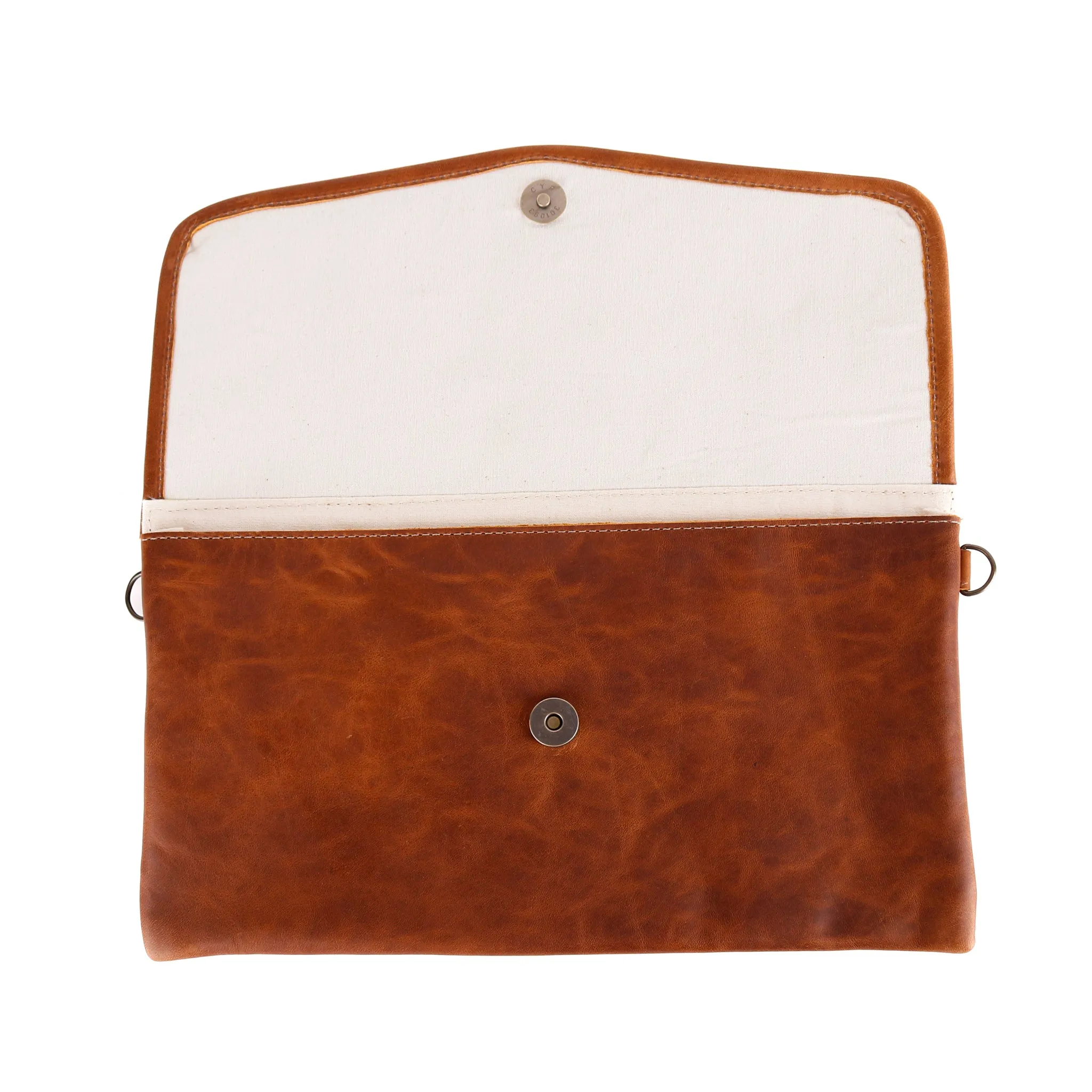 DATE NIGHT CLUTCH - OOAK CORTE DE PLAYA - CAFE LEATHER - NO. 10549