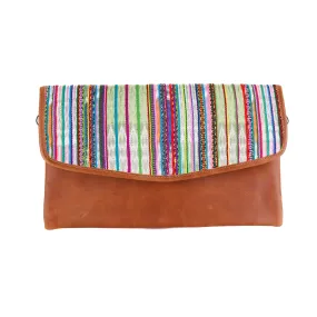 DATE NIGHT CLUTCH - OOAK CORTE DE PLAYA - CAFE LEATHER - NO. 10553