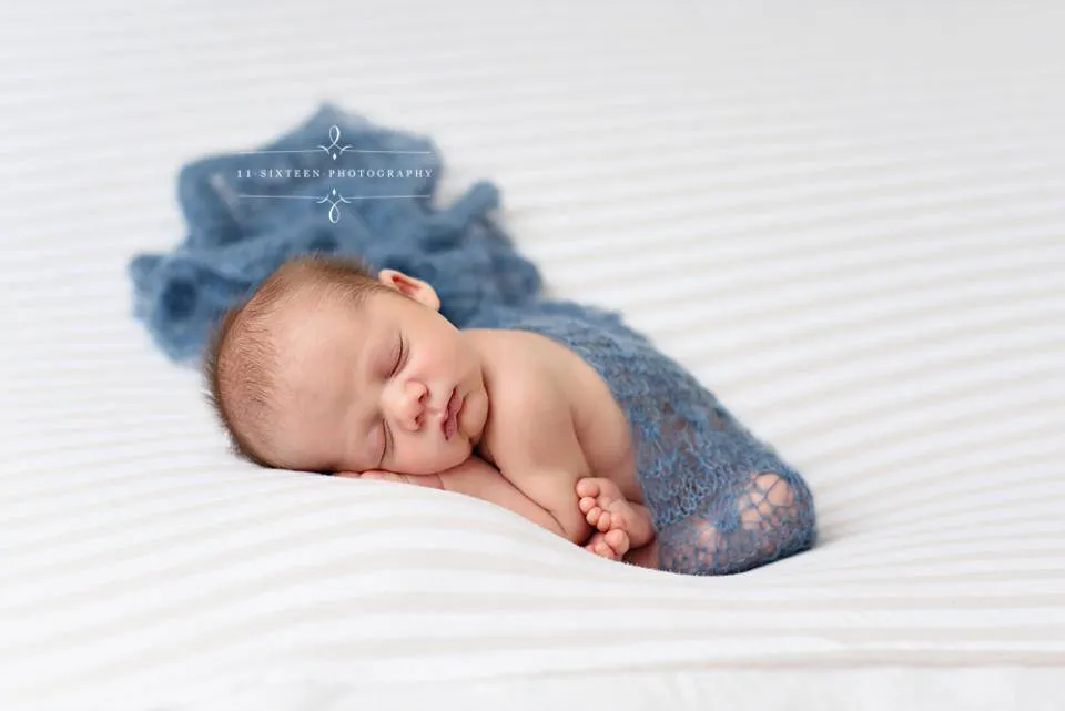 Denim Blue Sunflower Mohair Knit Baby Wrap