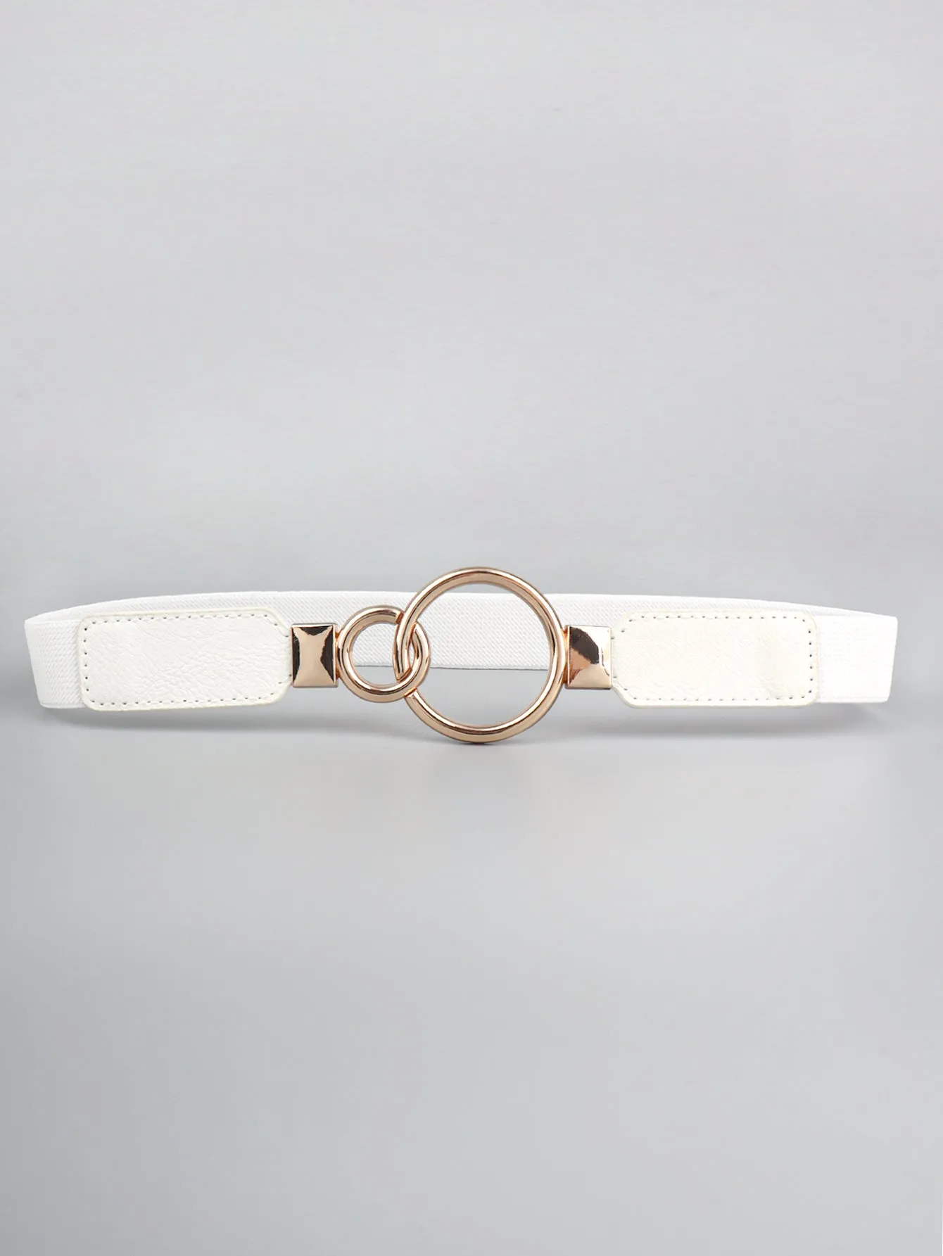 Double Ring Buckle Elastic PU Belt